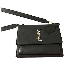 Sac à main Saint Laurent Sunset en cuir noir Noir