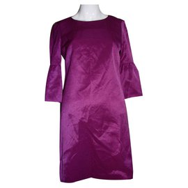French Connection-Satin dress with bell sleeves-Pink