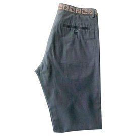 Fendi-PANTS FENDI BLACK BELT HOLOGRAM-Black