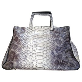 Autre Marque-Exotic leather handbag-Grey