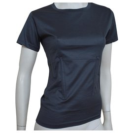 Céline-T-Shirt Top in Cotone Grigio Scuro Céline Taglia S SMALL-Grigio antracite
