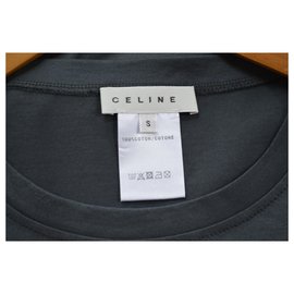 Céline-Céline Dunkelgraues Baumwoll-Top-T-Shirt Größe S KLEIN-Anthrazitgrau