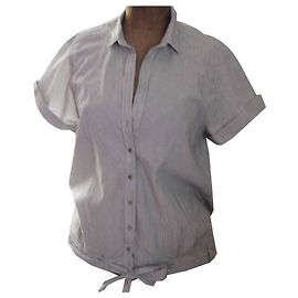 Comptoir Des Cotonniers Blusa de Algodão Listrada Branco e Cinza Branco Cinza