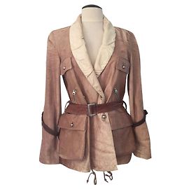 Autre Marque Saharienne Lederjacke beige hellbraun Beige Hellbraun
