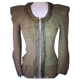 Giacca Balmain in cotone kaki Cachi