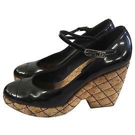 Chanel Mules compensées Noir