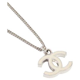 Chanel-Halskette Chanel CC Elfenbeincreme-Silber,Creme