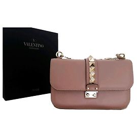 Valentine Gauthier Valentino Garavani Bolsa Rockstud Glam Lock Couro Rosa Rosa