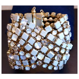 Chanel-bracelet CHANEL de la collection 2015 doré et cristaux-Blanc,Doré,Jaune