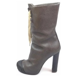 Fendi-Fendi Brown Leather Lace-Up Platform Boot-Brown