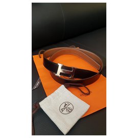 Hermès-Cintura di Hermes H constance-Marrone,Nero,Metallico