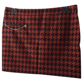 Stella Mc Cartney-Mini Skirt Pied de Coq-Black,Red