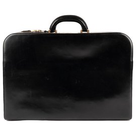 Hermès-Men's briefcase Hermes Paris vintage box black leather in good condition!-Black