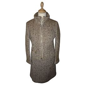 Pierre Cardin Wool Skirt Suit Brown Brown