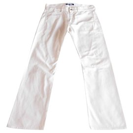 Junya Watanabe-Junya Watanabe  Man Buckle Belt Back Denim Trouser-White