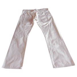 Junya Watanabe-Junya Watanabe  Man Buckle Belt Back Denim Trouser-White