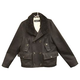 Caban Gucci nero in lana e shearling Nero