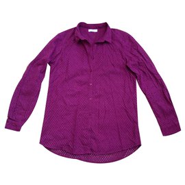 Bash-Burgundy cotton shirt with English embroidery spirit-Dark red