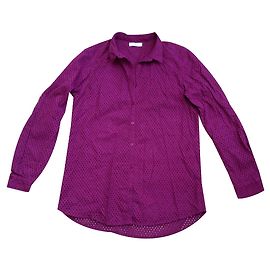 Bash Camisa de algodón burdeos con espíritu de bordado inglés. Burdeos