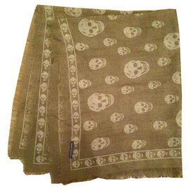 Alexander Mcqueen-Silk scarves-Khaki