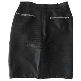 Jc De Castelbajac-JC leather pencil skirt by CASTELBAJAC for ICEBERG-Black