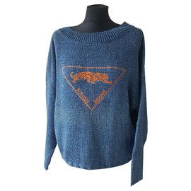 Krizia Strickwaren Blau Orange