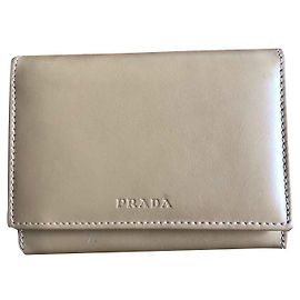 Prada leather wallet and card holder beige Beige