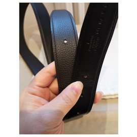Hermès-Hermes leather belt 32MM-Black,Dark brown