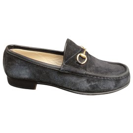 Gucci-Gucci suede leather loafers-Black