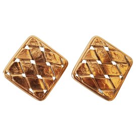 Yves Saint Laurent-Yves saint laurent vintage gilded metal earrings-Golden