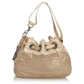 Dior-Dior Brown Nylon Cannage Bucket Bag-Brown,Beige