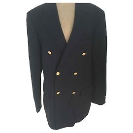 Zweireihiger Blazer 6 Hugo Boss Knöpfe Marineblau