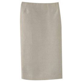 Saia PRADA midi em Linho e Algodão Cinza