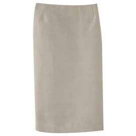 Prada-PRADA  Skirt midi in Linen & Cotton-Grey