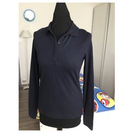 Lacoste-Lacoste polo manches longues bleu marine taille 36 neuf-Bleu Marine