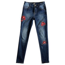Autre Marque-Jeans ajustados de flores de Absolu Paris-Azul