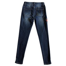 Autre Marque-Jeans skinny floreali Absolu Paris-Blu
