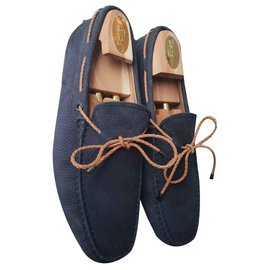 Tod's-TOD'S cidade mocassim gommions couro de veludo-Azul