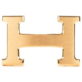 Hermès H hebilla de cinturón en acero cepillado dorado., ¡Nueva condición! Dorado