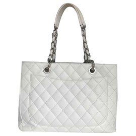 Chanel-GST Grand Shopping Tote 34cm in pelle di caviale-Bianco