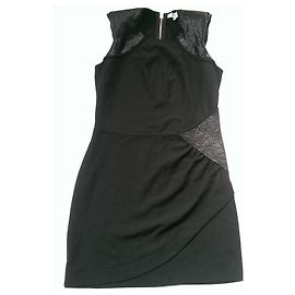 Vestido tipo tubo bimaterial negro Iro Negro