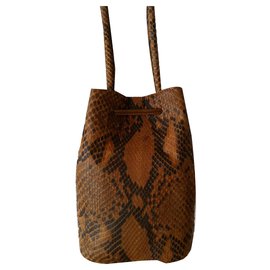 Autre Marque-OMBELINE Paris Bag in Snake Leather-Brown
