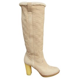 Gucci-Gucci boots in sheep returned (shearling)-Eggshell