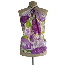 Burberry-Burberry floral large square scarf-Purple