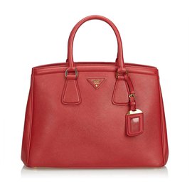 Prada-Prada Red Saffiano Vernice Parabole Handbag-Red