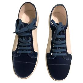 Chanel Leder und Samt weiß / blau Blau