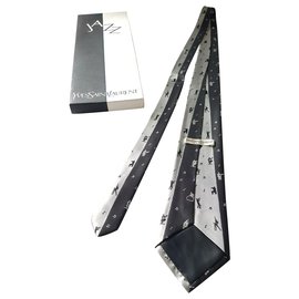 Yves Saint Laurent-tie-Black,Silvery