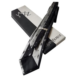 Yves Saint Laurent-tie-Black,Silvery