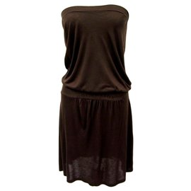 Paul & Joe-Trägerloses Kleid aus Seidengemisch-Braun