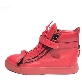 Sneaker Logo Giuseppe Zanotti in pelle rossa con zip alta Rosso